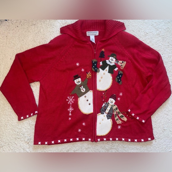 American Vintage Sweaters - Vintage snowman zip sweater